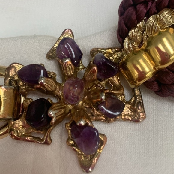 Vintage Jeweled Statement Belt or Necklace /Collar Purple Gold Franklab Designer - Picture 3 of 13